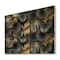 Designart - Black and Gold Tropical Leaves II - Modern Print on Natural Pine Wood